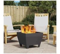 Fire pit cover Black Steel 50x50x38cm Durable Matte Outdoor Portable Shield Heat