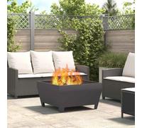 Fire Pit Cover Black Steel 80x80x43cm Square Weatherproof Matte Portable Outdoor