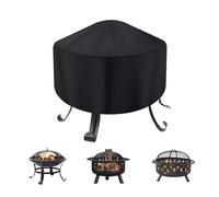 Fire Pit Cover Round, Firepit Covers Waterproof Round, Patio Fireplace Dust Cover, Outdoor Picnic Fire Pit Sunscreen Covers (Black,95x40cm)