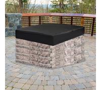 Fire Pit Cover Square, Elastic Stone Fire Pit Cover Fit for 52-56 Inch Waterproof Oxford Fabric Outdoor Stone Fire Pit Cover Large Fire Bowl Cover Outdoor Built in FirePit Cover Accessories (Black)