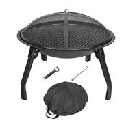 Fire Pit Folding Portable heater for Outdoors,Ideals for Garden Barbecue and Camping Stove Firepit, Outdoor Log Burner Garden Heaters & Fire Pits With Cover Carry bag, Poker, Grate And Grill, Ø55 cm