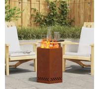 Fire Pit Hexagonal Weathering Steel Brown 38x38x51cm Portable Smokeless Outdoor