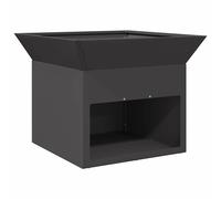 Fire Pit Steel Cube Black 50x50x40cm Outdoor Patio Heater Modern Garden Socials
