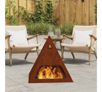 Fire Pit Pyramid Weathering Steel Brown 50x50x51cm Portable Outdoor Garden Steel