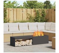 Fire Pit Rectangular Black Cold-Rolled Steel 160x45x35cm Outdoor XL Centerpiece