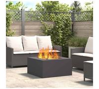 Fire Pit Rectangular Black Steel 80x80x40cm Modern Outdoor Patio Heater Durable