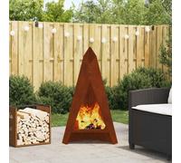 Fire Pit Rectangular Modern Weathering Steel Brown 58x40x100cm Outdoor Use Heavy