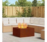 Fire Pit Rectangular Weathering Steel Brown 80 x 80 x 40 cm Outdoor for Evenings