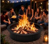 Fire Pit Ring, Heavy Duty Carbon Steel Liner DIY Campfire Ring with Upgrade Wall Thickness, 122cm Inner Diameter Campfire Ring with High-Temperature Paint, Rust-Proof for Outdoor Patio & Backyard