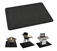 Fire Pit Silicone Mat for Outdoor Patio Deck Grass Lawn Protection - Folding and Portable Large Heat Shield Grill Fireproof Mat BBQ Camping Bonfires Utensils - Black 45*37cm