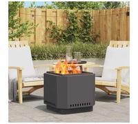 Fire Pit Smokeless Black Cold-Rolled Steel 58x58x51cm Outdoor Modern Centerpiece