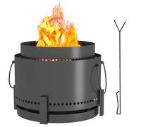 Fire Pit Smokeless Dark Grey 37cm Powder-Coated Metal Sphere Outdoor for Patios