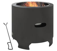 Fire Pit Smokeless Portable Black 45x40cm Powder-Coated Metal Stainless Steel XL
