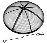 Fire Pit Spark Screen, Fire Pit Screen 22 Inch Round with Handle & Poker, Collapsible Heavy Duty Mesh Fire Pit Cover Fire Pit Lid for Outdoor/Patio/Backyard/RV Camping/Beach