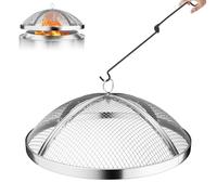 Fire Pit Spark Screen for Solo Stove Bonfire Size, Teisaiko Heavy-Duty 304 Stainless-Steel Mesh Spark Protector, Accessory for Solo Stove Bonfire, with Handle & Poker (for Bonfire 19.5'' Size)