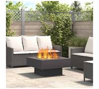 Fire Pit Square Black Steel 80x80x40cm Outdoor Garden Patio Durable Centerpiece