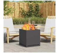 Fire Pit Square Steel 48x48x50cm Black Smokeless Double-Wall Outdoor PortableXL