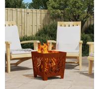 Fire Pit Square Weathering Steel Brown 40x40x40cm Portable Outdoor Steel Durable
