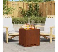 Fire Pit Square Weathering Steel Brown 48x48x50cm Durable Smokeless Patio Garden