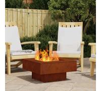 Fire Pit Square Weathering Steel Brown 60x60x30 cm Durable Outdoor for Bonfires