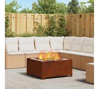 Fire Pit Square Weathering Steel Large 80x80x40cm Outdoor Matte Industrial Patio