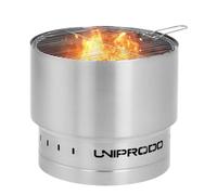 Fire Pit Stainless Steel With Grill Grate 55 x 55 x 48 cm - Fire Pits by Uniprodo Black,Silver