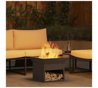 Fire Pit Steel Cube Black 50x50x40cm Outdoor Patio Heater Modern Garden Socials