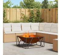 Fire Pit Steel Outdoor for Garden Square Metal Rust Resistant Durable vidaXL