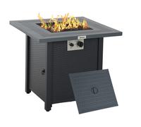 Fire Pit Table Dark Grey Steel 71x71x62cm 40000 BTU Patio Heater Table with Lid