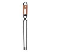 Fire Pit Tongs Metal Camping Barbecue Tongs Long Handle Charcoal Pliers Firetongs Wooden Garbage Pliers Clip Carbon Steel Portable Outdoor Tool