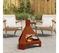 Fire Pit Triangle Weathering Steel Brown 50x43x52cm Compact Outdoor Gatherings