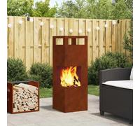 Fire Pit Weathered Steel Brown 35x35x100cm Durable Steel Rectangular Patio.