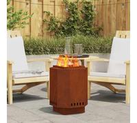 Fire Pit Weathering Steel Brown 38x38x51cm Smokeless Outdoor Modern Steel Garden