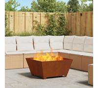 Fire Pit Weathering Steel Brown 80x80x40cm Steel Square Outdoor Portable Patio.