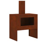 Outdoor Fire Pit Weathered Steel Brown 60x40x96cm Steel Chimney Log Storage XXL [EEK: A]