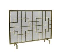 Fire Place Screen European Style Wrought Iron Fireplace Screen Simple Fire Screen Home Grid Fireplace Cover Screen Fireplace Door Screen Family Fence Decorative Fireplace Screen(Gold)