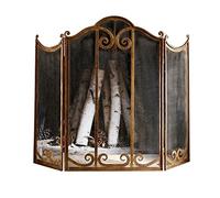 Fire Place Screen Fireplace Screen Metal Retro Partition Living Room Home Fireplace Decoration Guardrail Spark Protection Cover Tri-fold Spark Screen Decorative Fireplace Screen