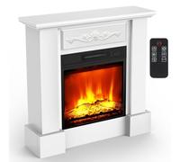 Fire Places Electric Fireplace, White Electric Fire and Surround Fireplace Suite 81 * 22.5 * 76cm with Remote Control Free Standing Modern Realistic LED Flame with Timer, 18" Heater, Button Switch