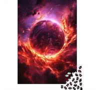 Fire Planet 1000-Piece Puzzle for Adults, 52x38cm/1000pcs; for Relaxed Evenings at The Table; Clean White Card Pieces for Sorting