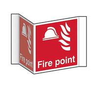 Fire Point Location 3D Projection Sign, Red/White, W200mm x H200mm | Self-Adhesive Mounting Strips, Double-Sided, Workplace & Office Fire Equipment Marker
