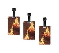 Fire Print Patterns Print Fashion and Minimalist Luggage Label Suitcases Personalized Name Id Travel Identification Label with Adjustable Strap.