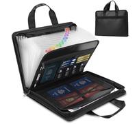 Fire Proof Document Organizer, 13 Pocket Important Paper Documents Organizer Storage Folder Holder,with Handle and Label,for Household Documents, Office Receipts and Travel Documents