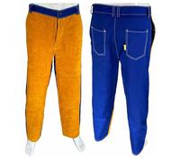 Fire Proof Welding Trousers Pants Split Cow Leather FR Cotton Clothing Flame Retardant Coverall(Large)