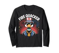 Fire Quacker Funny Fourth of July Patriotic USA Party Duck Long Sleeve T-Shirt