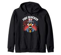 Fire Quacker Funny Fourth of July Patriotic USA Party Duck Zip Hoodie
