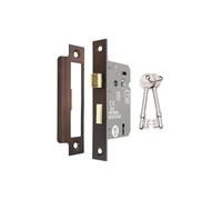 Fire Rated Door Sash Locks CE BS Rated Mortice 3 Lever 63mm or 75mm (Aged Bronze, 63mm)