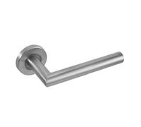 Fir Mitred Lever on Rose Handle Set, Satin Stainless Steel, Round Rose, for Interior Doors