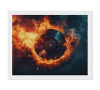 Fire Record Music Diamond 5D Painting Kits for Adult Beginners Round Full Drill DIY Wall Art Craft Decor Gift 16"x20"
