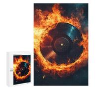 Fire Record Music Stylish Adults Jigsaw Puzzle Funny Wooden Educational Game Art Home Decor