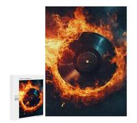 Fire Record Music Stylish Adults Jigsaw Puzzle Funny Wooden Educational Game Art Home Decor